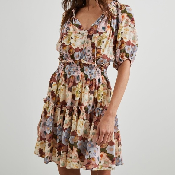 Rails Dresses & Skirts - Rails Fiorella Painted Floral Midi Dress Size S Smocked Romantic Wedding Dress